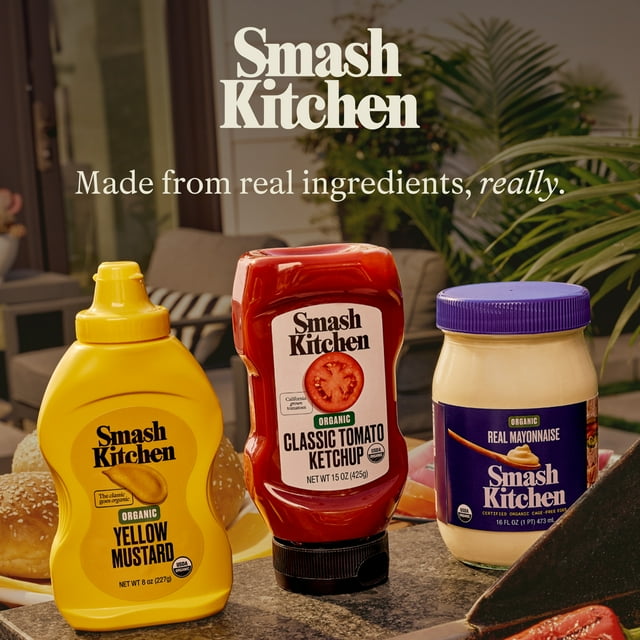 Smash Kitchen Organic Yellow Mustard, 20 oz Bottle