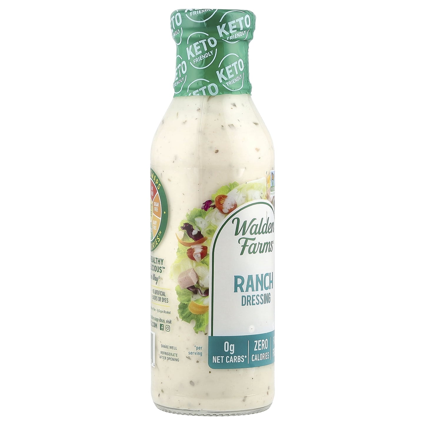 Walden Farms Ranch Dressing, 12oz. Bottle, Fresh-Delicious, Sugar Free 0g Net Carbs, Cool and Tangy