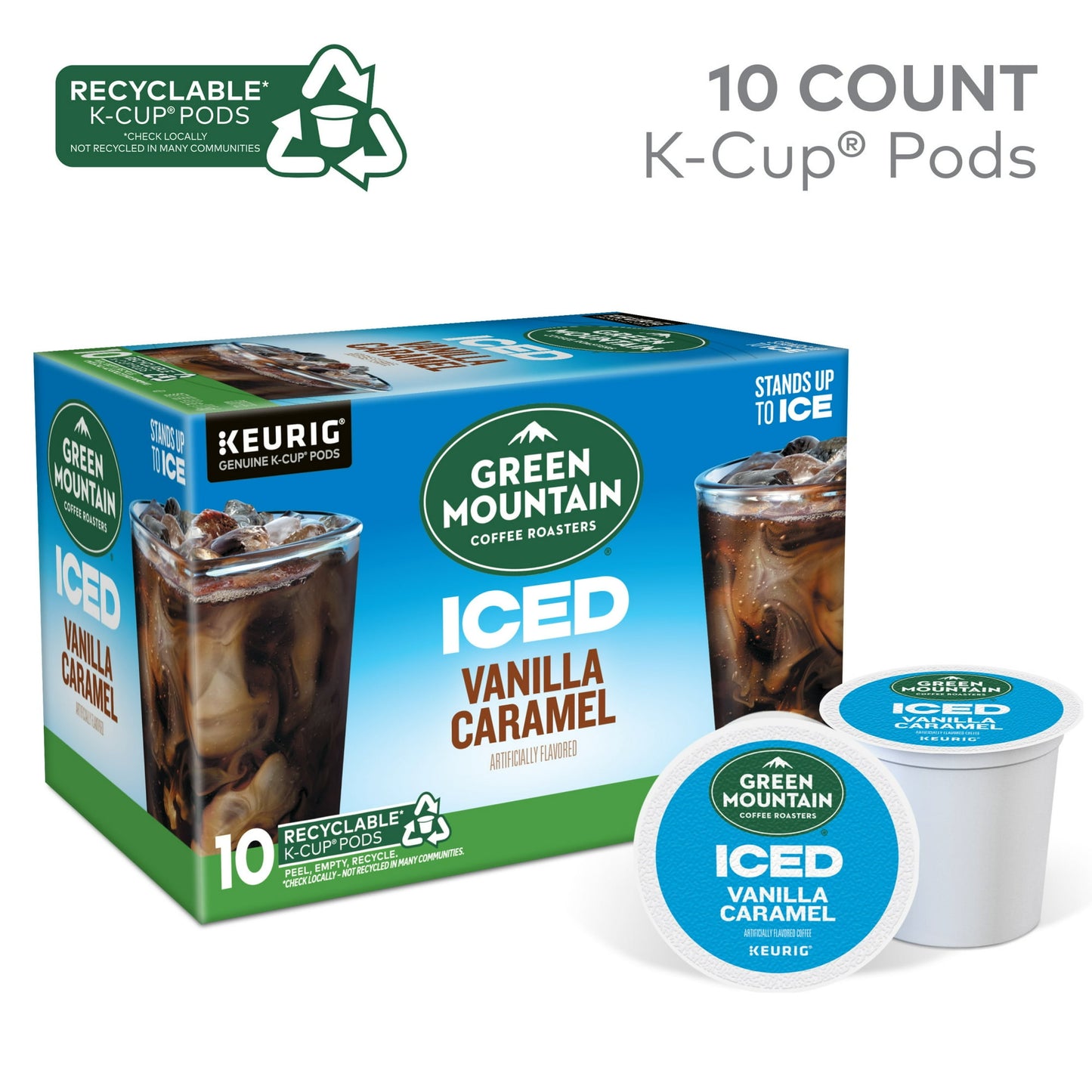 Green Mountain Coffee Roasters, Iced Vanilla Caramel K-Cup Coffee Pods, 10 Count