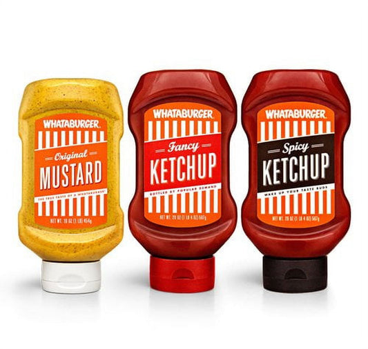 The Whataburger Legendary Trio (Original Mustard, Fancy & Spicy Ketchup)