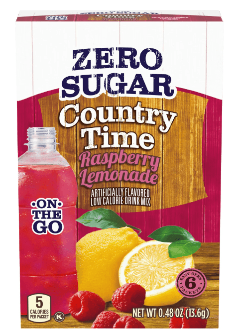 Country Time Zero Sugar Raspberry Lemonade Sugar Free Drink Mix Singles, 6 ct On-the-Go Packets (Pack of 3)