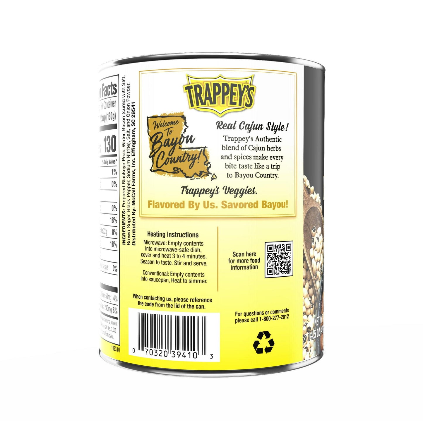 Trappey’s Black Eye Peas Flavored with Slab Bacon, 15.5 oz., Can