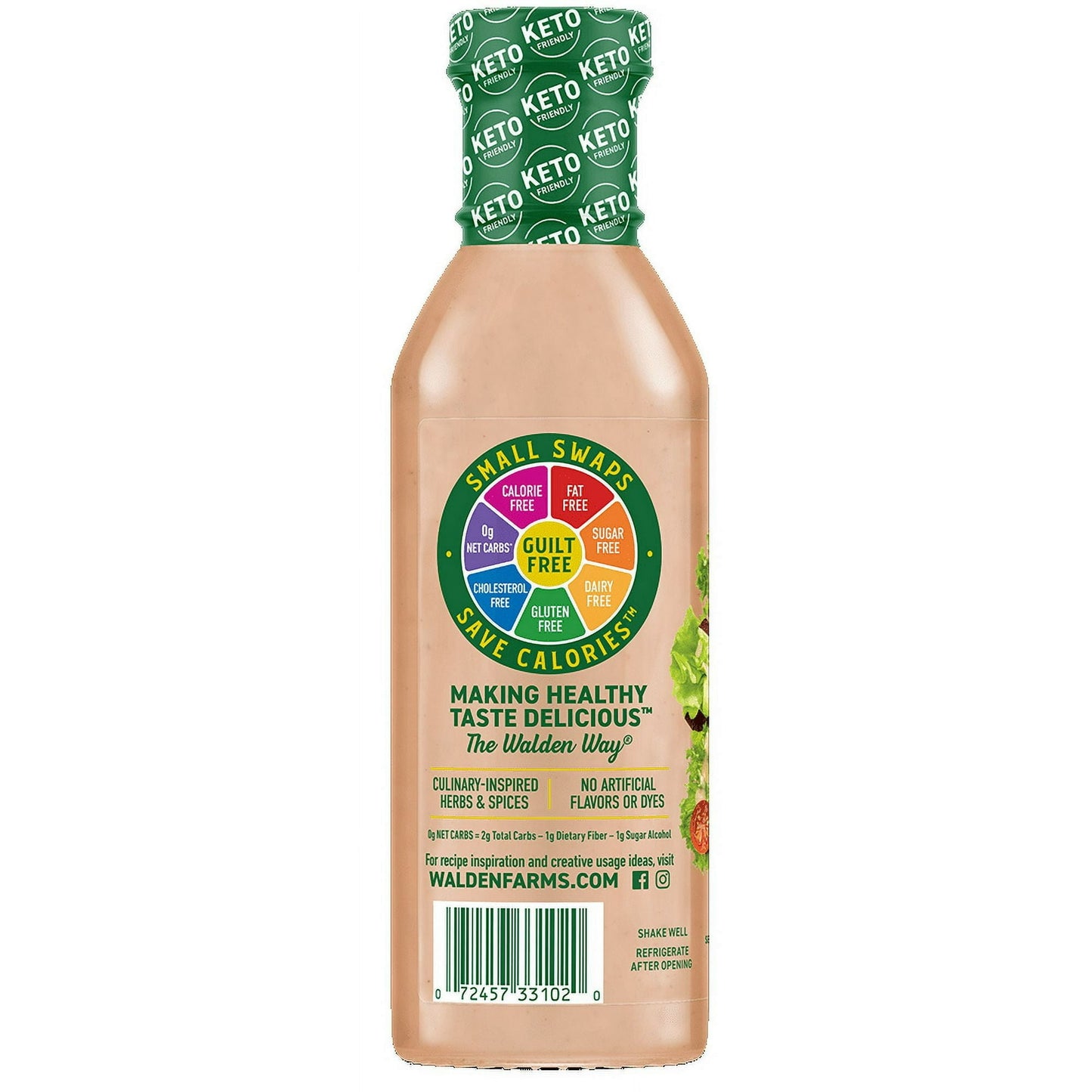 Walden Farms Thousand Island Dressing, 12 oz. Bottle, Fresh and Delicious Salad Topping, Sugar Free 0g Net Carbs Condiment, Smooth and Creamy