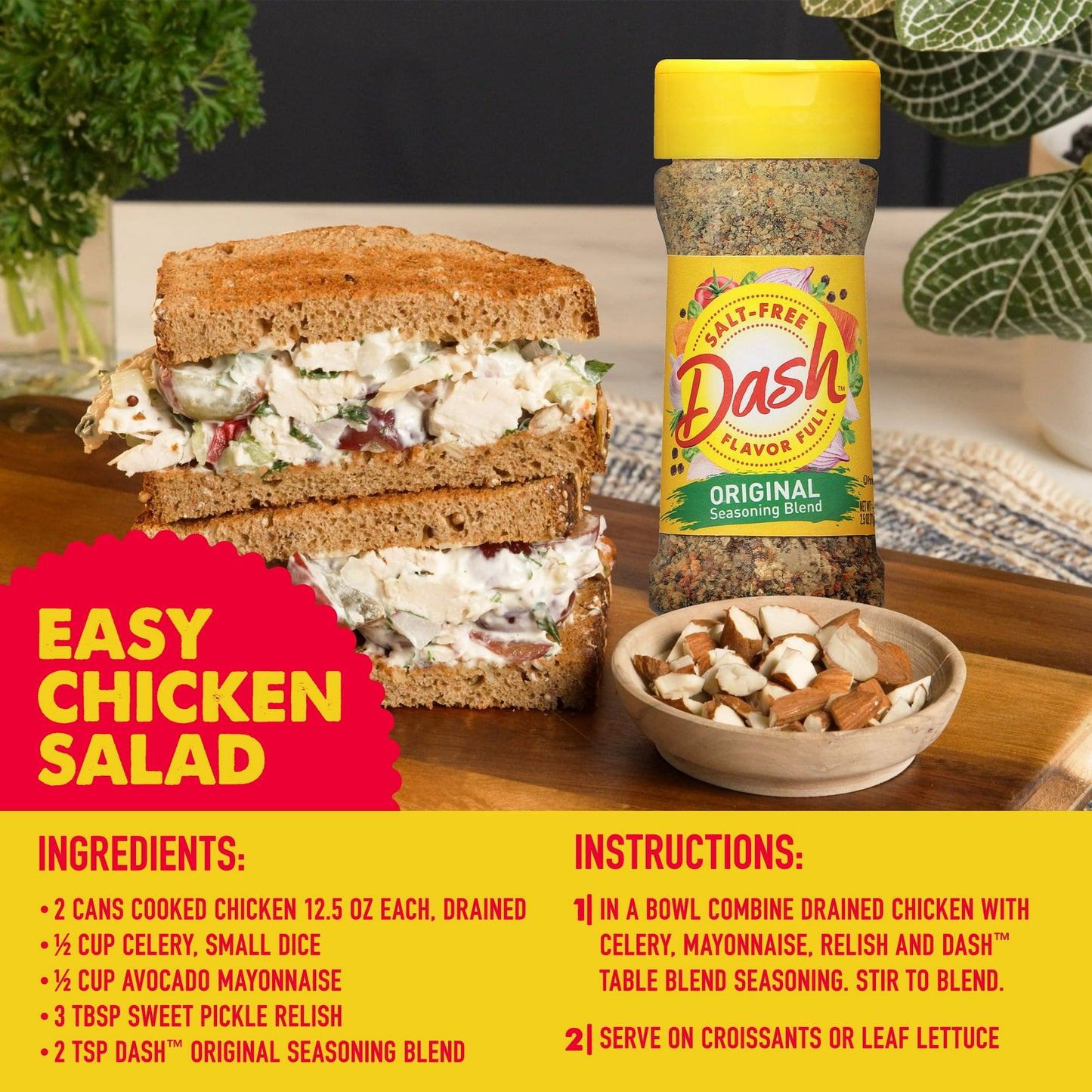 Dash Original Seasoning Blend, Salt free, Kosher, 2.5 oz (Pack of 2)