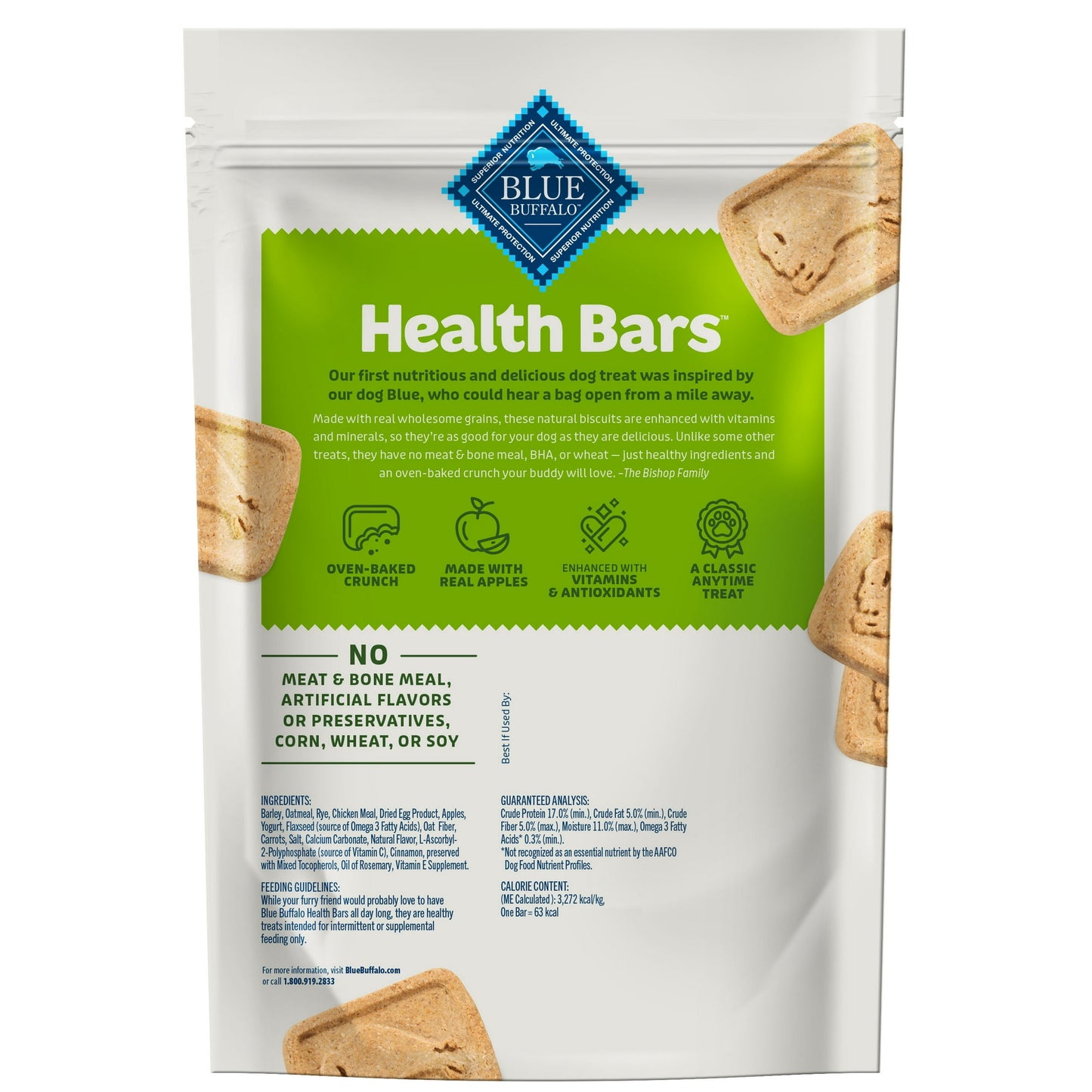 Blue Buffalo Health Bars Crunchy Dog Biscuits, Apples & Yogurt, 16-oz. Bag, Pack of 2