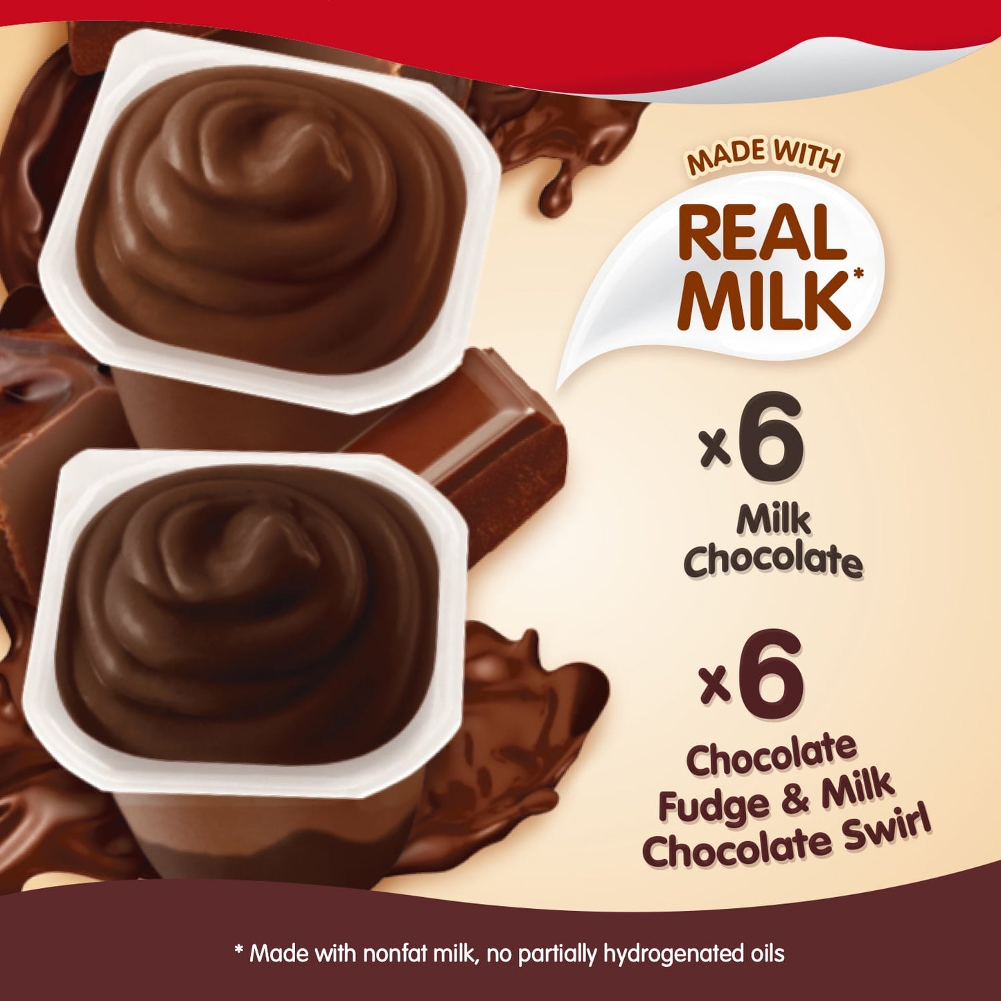 Snack Pack Milk Chocolate and Chocolate Fudge, 12 Count Pudding Cups (Pack of 4)