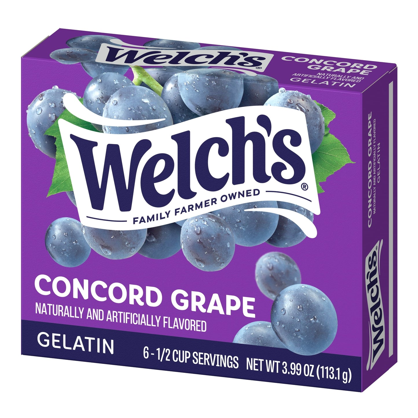 Welch's Concord Grape Gelatin Mix, 6 Servings, 3.99 oz Shelf-Stable Cardboard Box (Pack of 5)