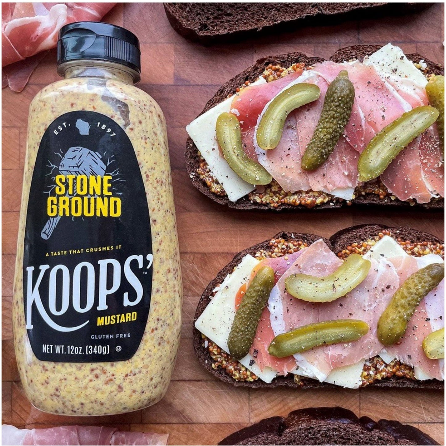 KOOPS' Mustard, Stone Ground Mustard, 12 oz, (Pack of 2)