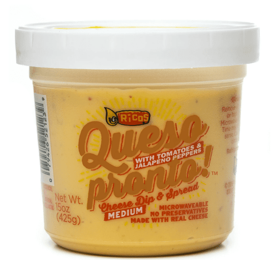 Ricos® Queso Pronto Medium Yellow Cheese Dip & Spread with Tomato and Jalapeno, 15 oz Tub, (Pack of 2)
