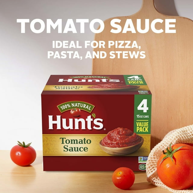 Hunt's 100% Natural Tomato Sauce, 15 oz Can, 4 Count
