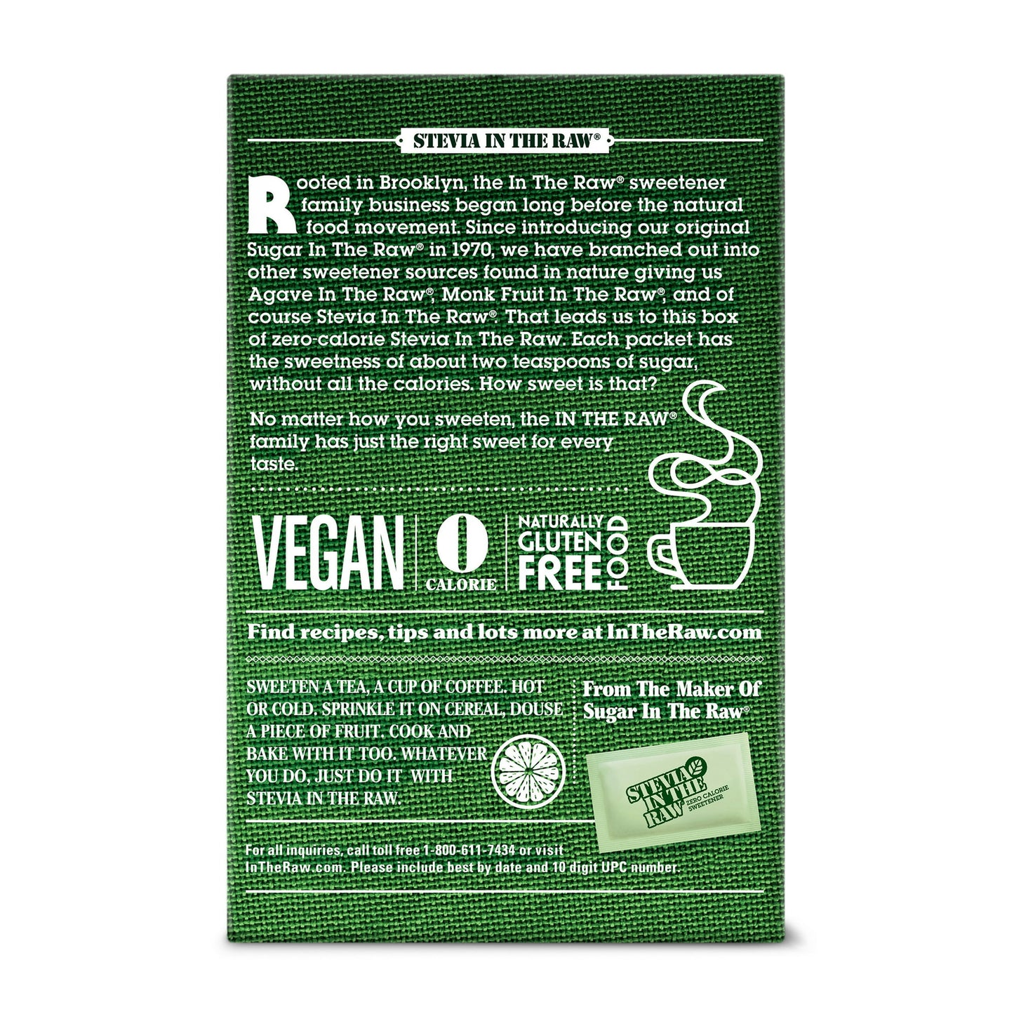 Stevia in the Raw Vegan Zero Calorie Sweetener, Sugar Substitute, 14.10 oz, 400 Count (Pack of 4)