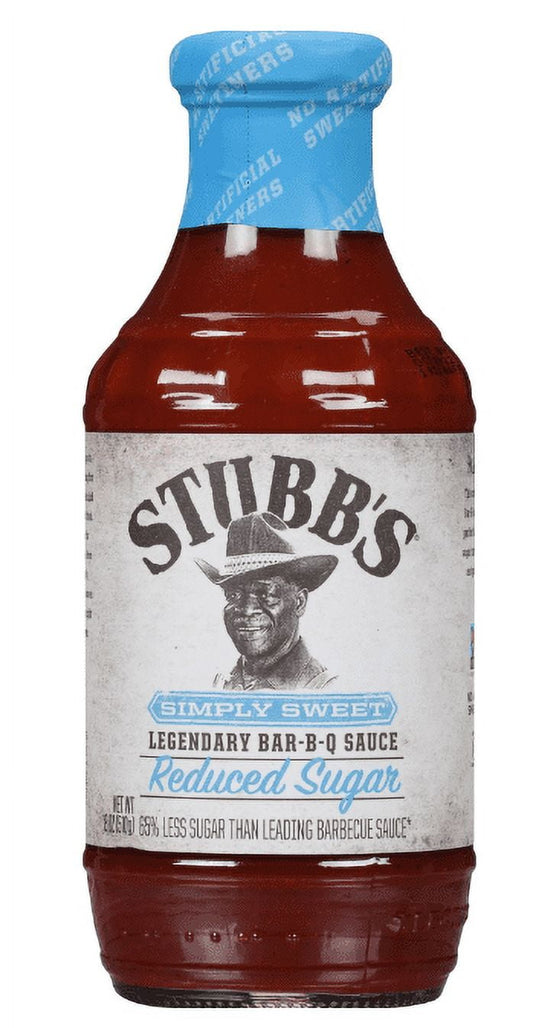 Stubb's Simply Sweet Reduced Sugar BBQ Sauce, 18 oz (Pack of 2)