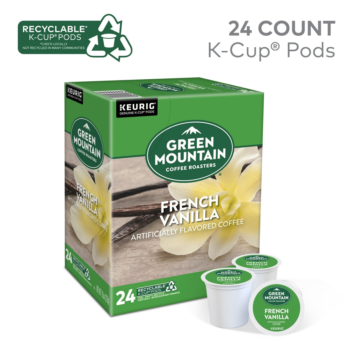 Green Mountain Coffee Roasters, French Vanilla Light Roast K-Cup Coffee Pods, 24 Count