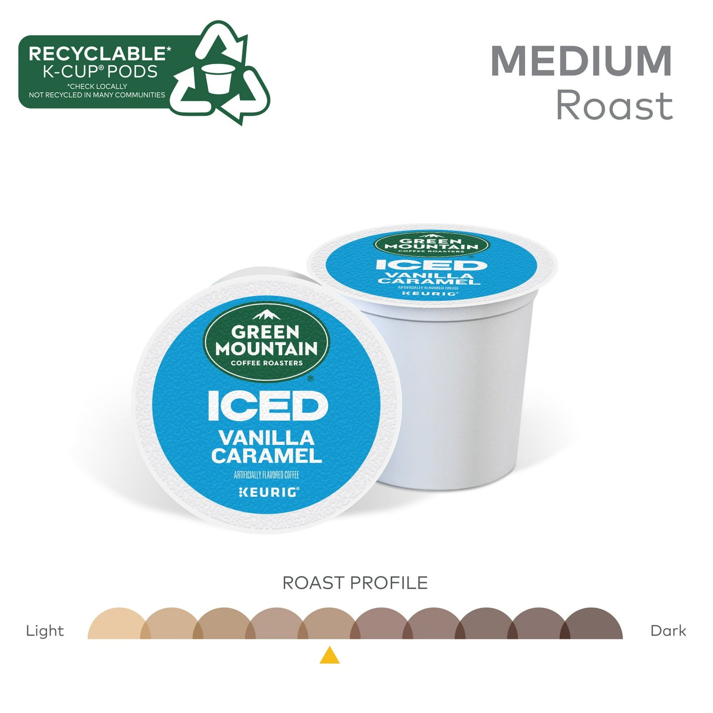 Green Mountain Coffee Roasters, Iced Vanilla Caramel K-Cup Coffee Pods, 10 Count