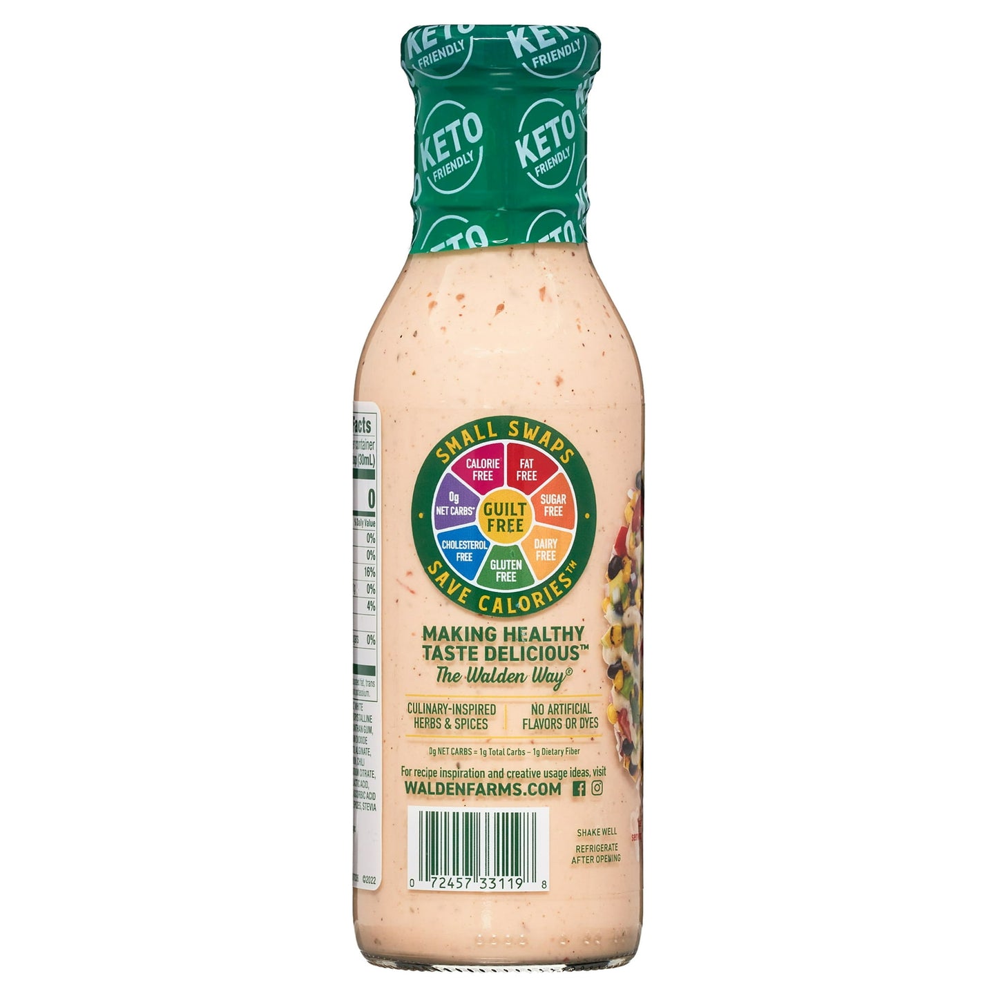 Walden Farms Chipotle Ranch Dressing, 12 oz. Bottle, Fresh and Delicious Salad Topping, Smooth and Creamy