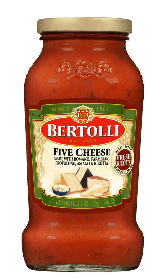 Bertolli Five Cheese Pasta Sauce, Made with Tomatoes, Ricotta, Romano and Parmesan Cheeses, 24 oz (Pack of 2)