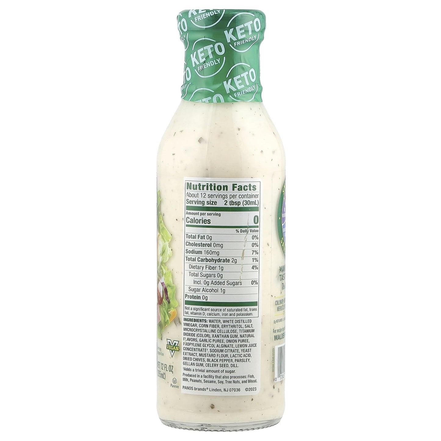 Walden Farms Ranch Dressing, 12oz. Bottle, Fresh-Delicious, Sugar Free 0g Net Carbs, Cool and Tangy