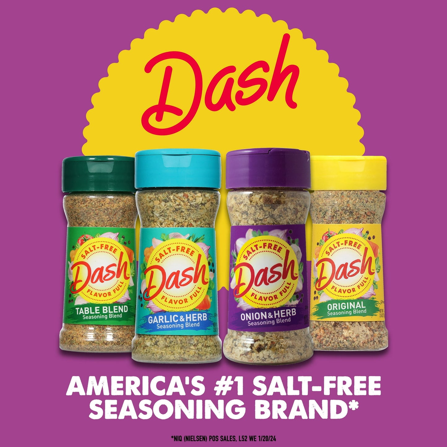 Dash Onion & Herb Seasoning Blend, Salt Free, Kosher, 2.5 oz (Pack of 4)