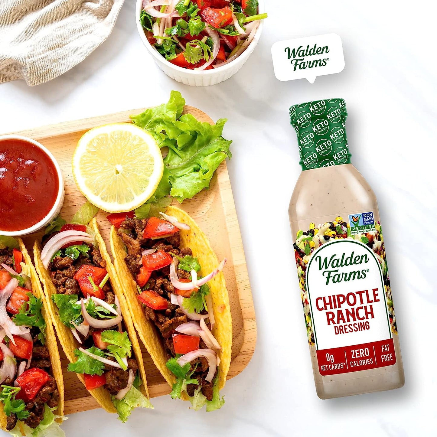 Walden Farms Chipotle Ranch Dressing, 12 oz. Bottle, Fresh and Delicious Salad Topping, Smooth and Creamy