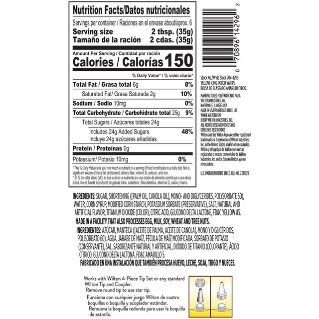 Wilton Yellow Decorating Icing Pouch with Tips — 7.5 oz (Pack of 2)